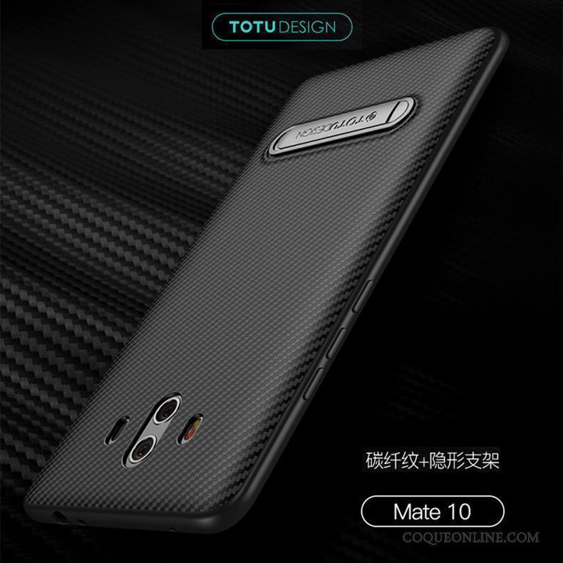 Huawei Mate 10 Fluide Doux Étui Coque Protection Métal Fibre Noir