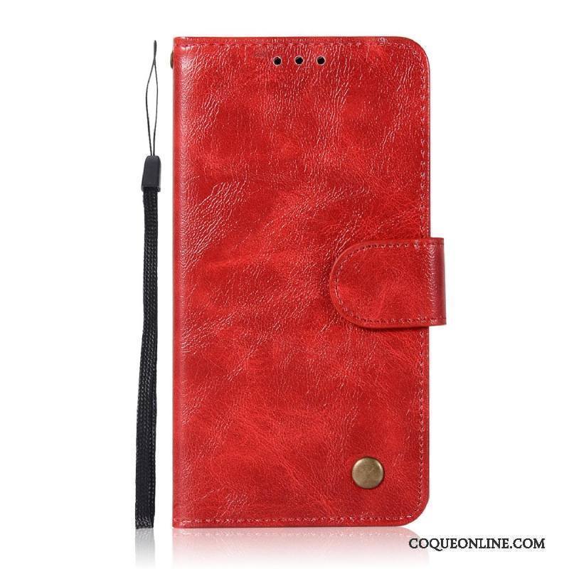 Huawei Mate 10 Lite Coque Carte Rouge Étui En Cuir Business Support Couleur Unie Téléphone Portable