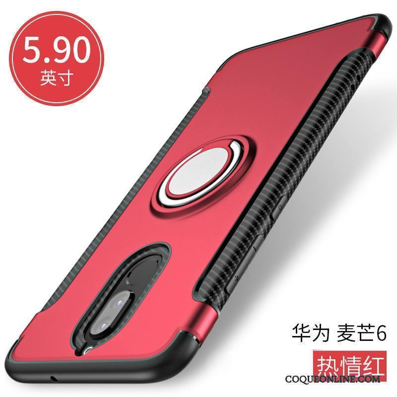 Huawei Mate 10 Lite Coque Étui Incassable Support Rouge Anneau Fluide Doux Protection