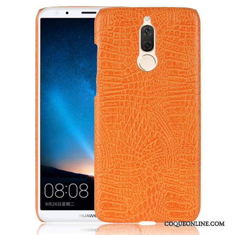 Huawei Mate 10 Lite Cuir Modèle Fleurie Coque Protection Vintage Orange Incassable