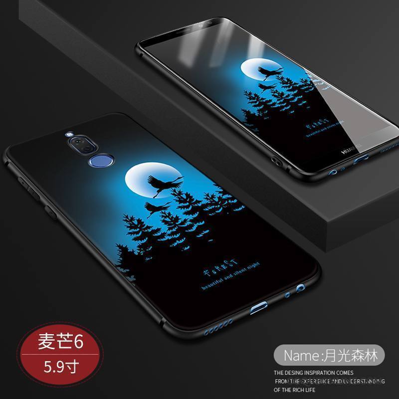 Huawei Mate 10 Lite Fluide Doux Protection Silicone Délavé En Daim Incassable Coque De Téléphone Bleu