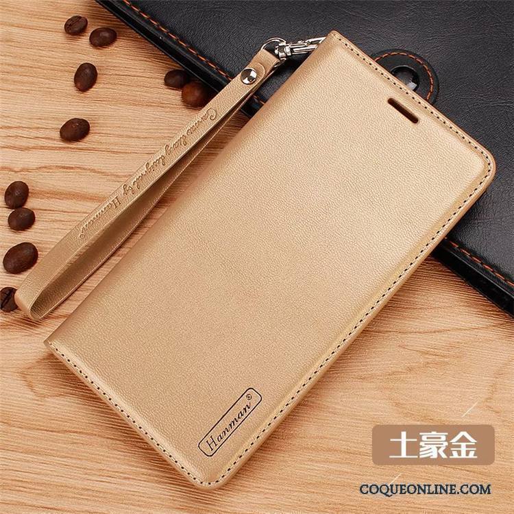 Huawei Mate 10 Lite Étui Étui En Cuir Coque De Téléphone Protection Clamshell Cuir Véritable Or