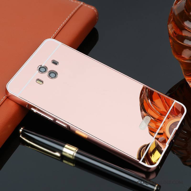 Huawei Mate 10 Métal Border Protection Étui Coque Miroir Rose