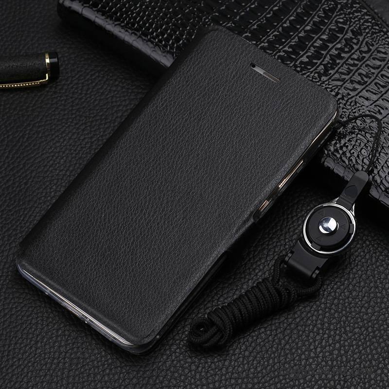 Huawei Mate 10 Ornements Suspendus Coque De Téléphone Tout Compris Noir Étui En Cuir Incassable Clamshell