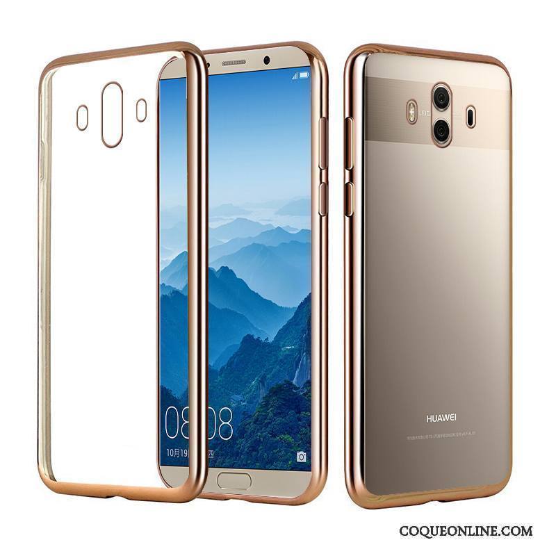 Huawei Mate 10 Pro Coque De Téléphone Transparent Silicone Luxe Or Placage Élégant