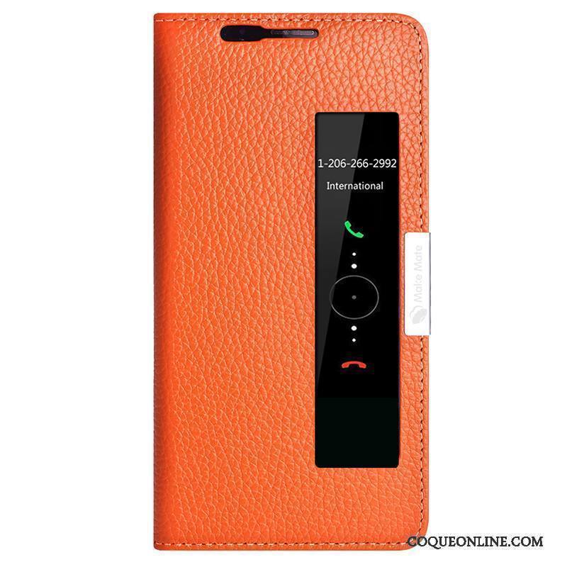 Huawei Mate 10 Pro Coque De Téléphone Étui En Cuir Orange Incassable