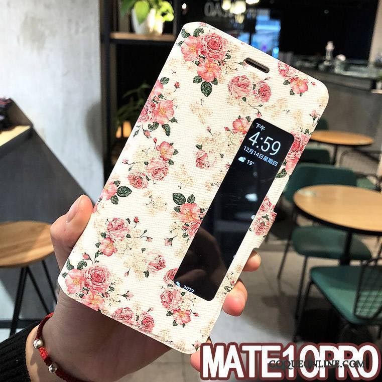 Huawei Mate 10 Pro Coque Dormance Tendance Housse Étui En Cuir Accessoires Protection Téléphone Portable