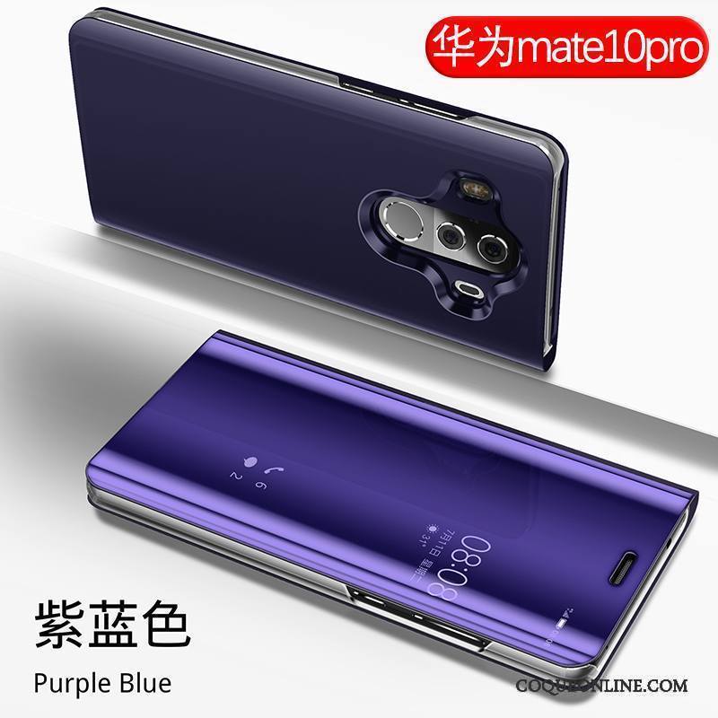 Huawei Mate 10 Pro Coque Housse Étui En Cuir Incassable Miroir Protection Tout Compris Violet