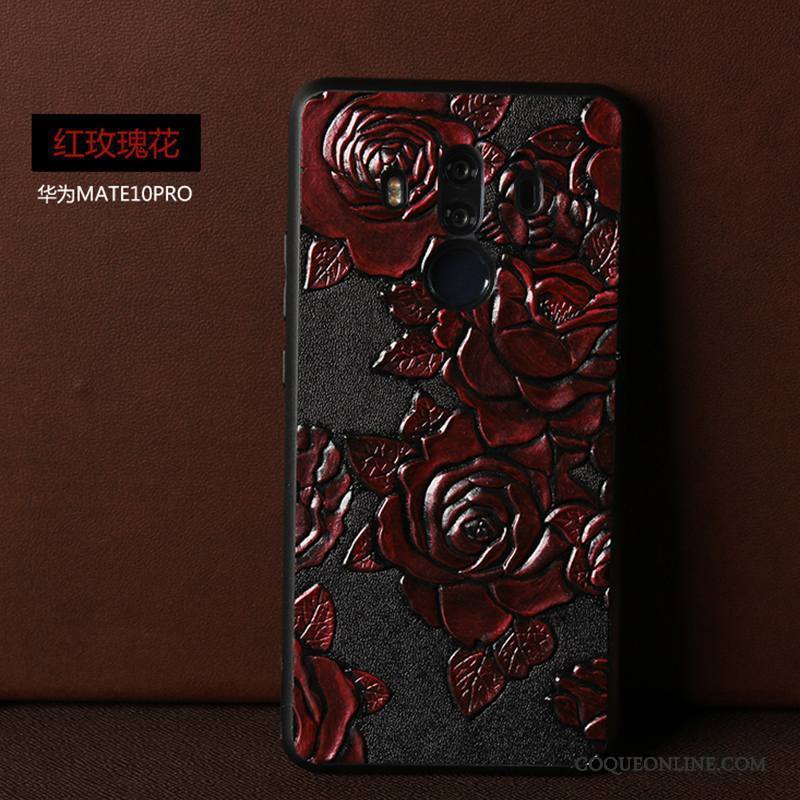 Huawei Mate 10 Pro Cuir Véritable Téléphone Portable Vintage Noir Coque De Téléphone Étui Incassable