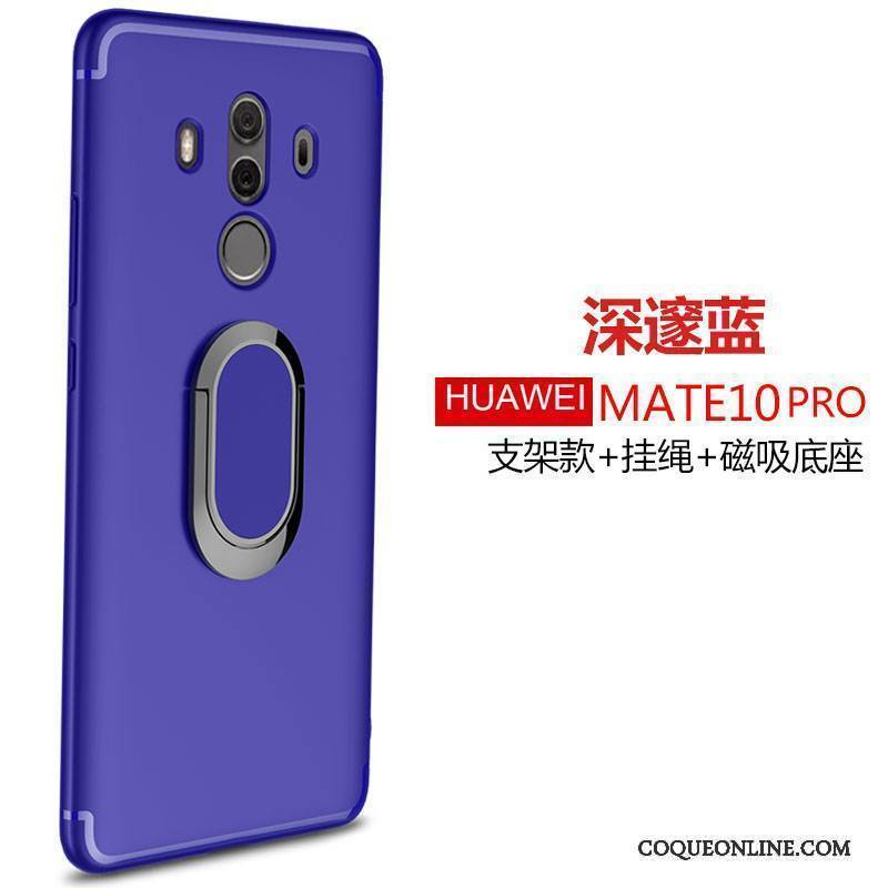 Huawei Mate 10 Pro Protection Bleu Étui Coque De Téléphone Ornements Suspendus Anneau Fluide Doux