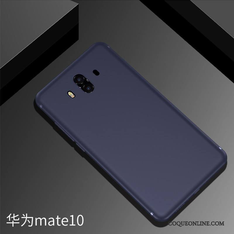 Huawei Mate 10 Silicone Bleu Fluide Doux Étui Délavé En Daim Coque De Téléphone