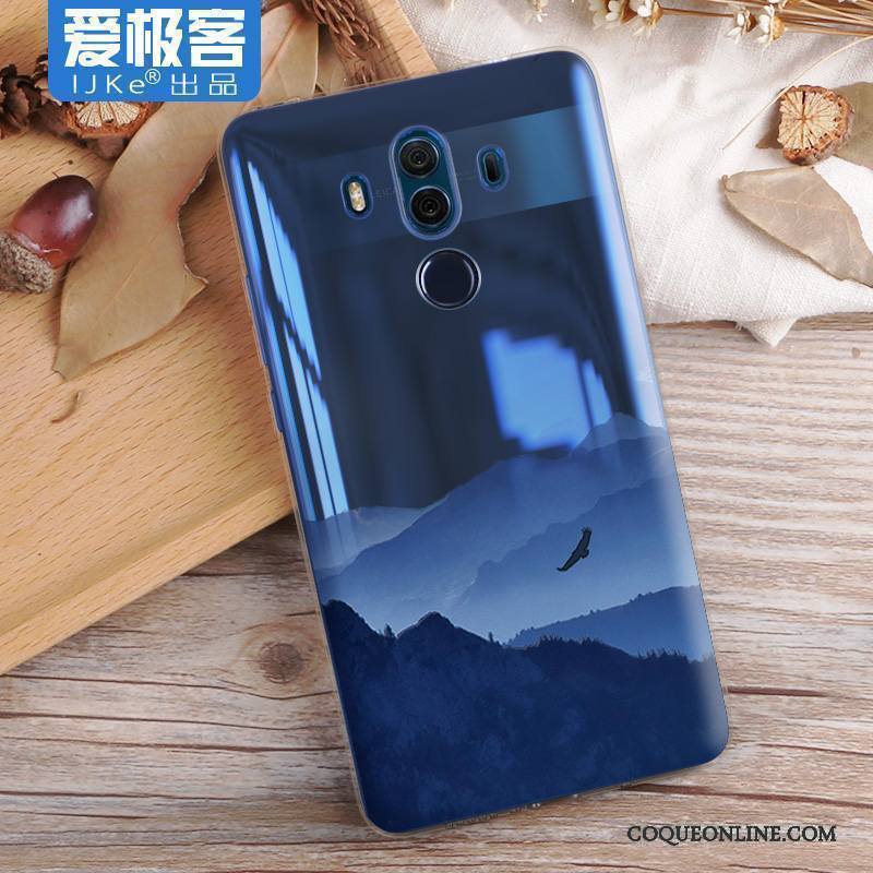 Huawei Mate 10 Étui Coque Silicone Paysage Fluide Doux Bleu Protection