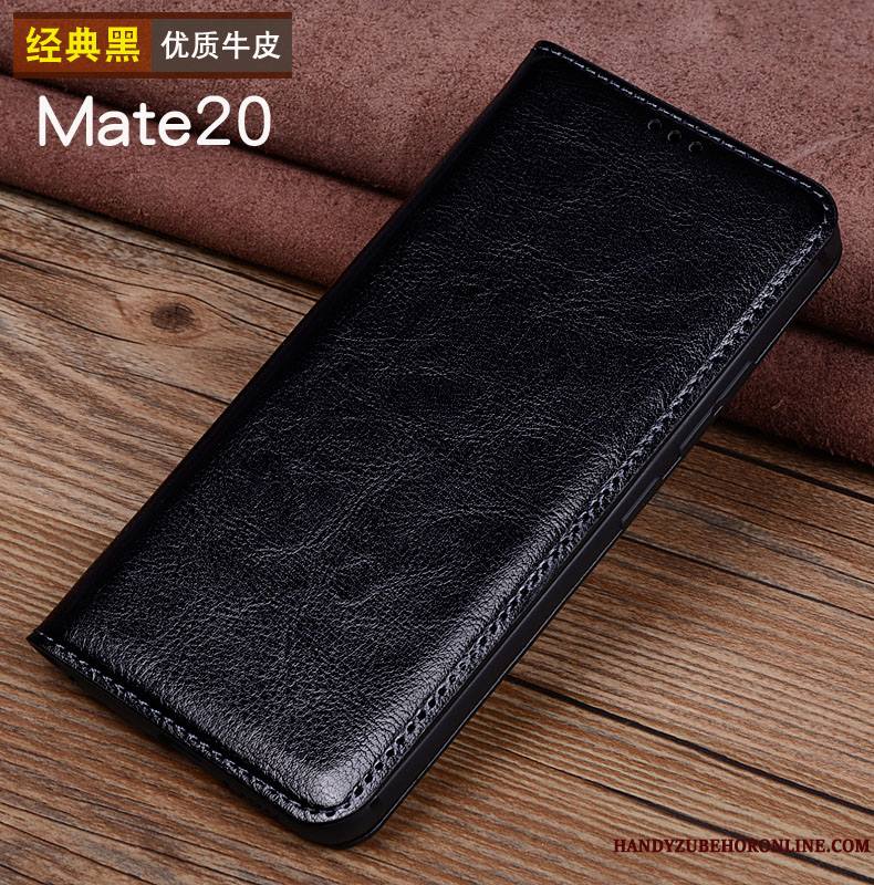Huawei Mate 20 Coque Téléphone Portable Protection Étui En Cuir Noir