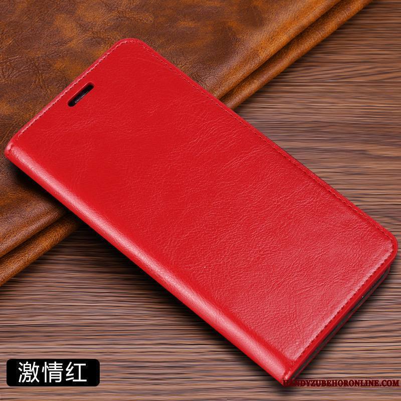 Huawei Mate 20 Lite Coque Téléphone Portable Rouge Clamshell Cuir Véritable Étui Étui En Cuir Protection