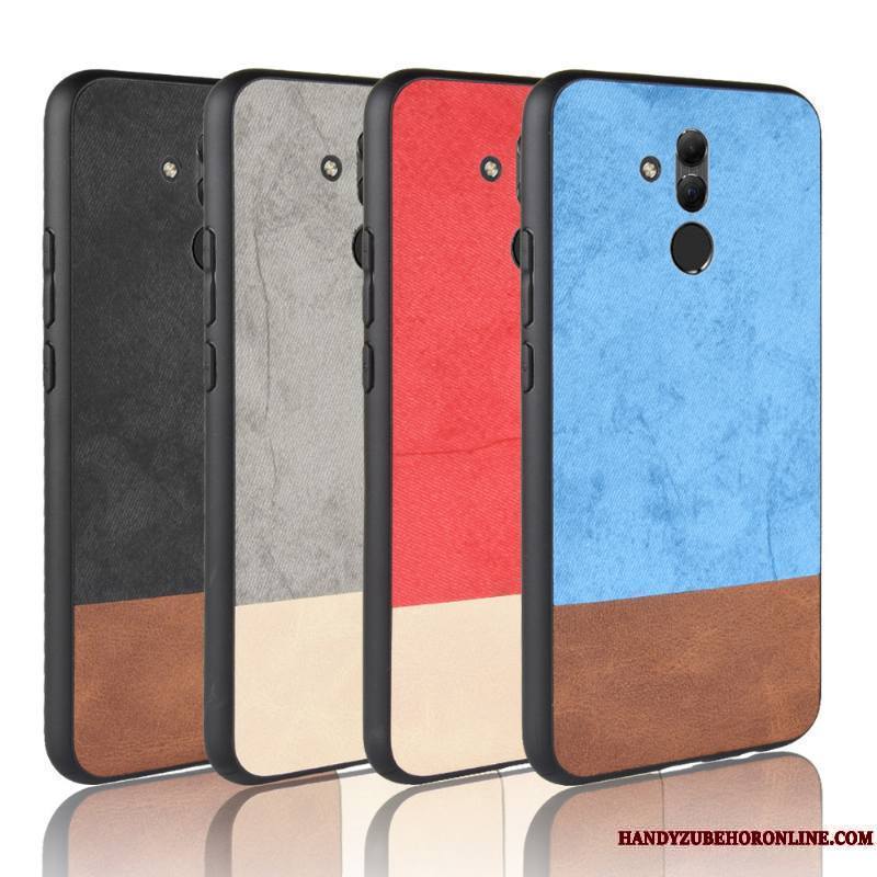 Huawei Mate 20 Lite Couture Couleurs Modèle Fleurie Coque Protection Fluide Doux Délavé En Daim Bleu