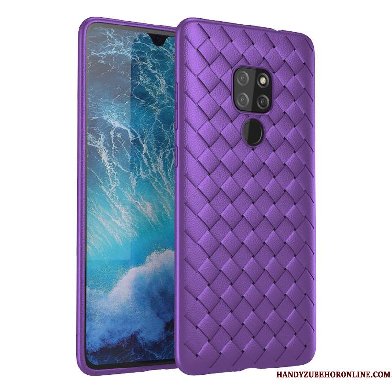 Huawei Mate 20 Modèle Fleurie Refroidissement Tissage Antidérapant Coque Respirant Violet