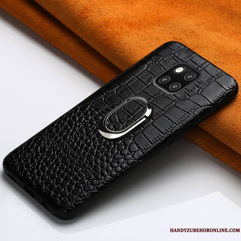 Huawei Mate 20 Pro Coque Magnétisme Personnalité Cuir Cuir Véritable Anneau Simple À Bord