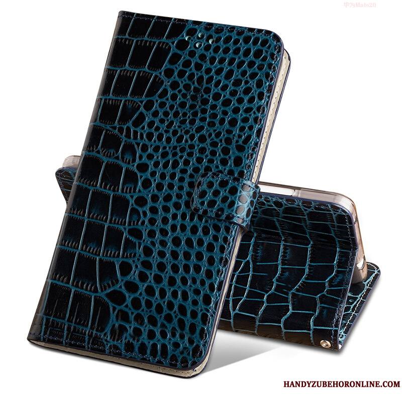 Huawei Mate 20 Étui Bleu Protection Housse Boucle Magnétique Coque De Téléphone Crocodile