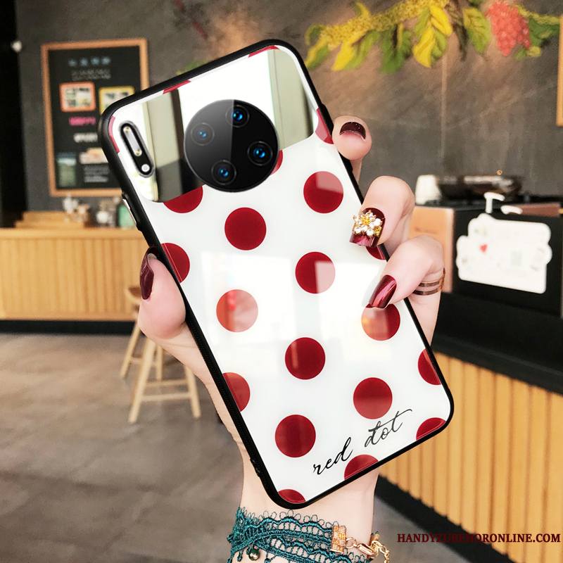 Huawei Mate 30 Amour Miroir Marque De Tendance Coque De Téléphone Ornements Suspendus Rouge Cœur