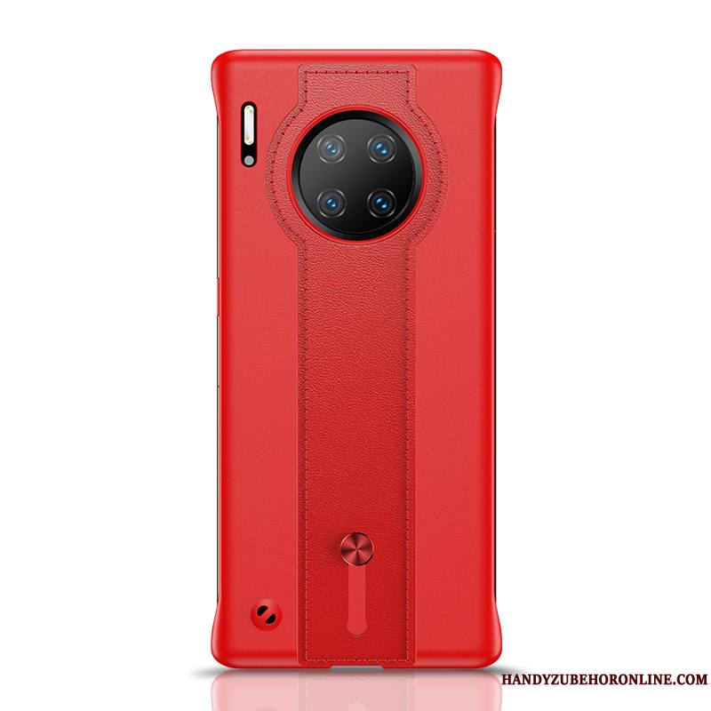 Huawei Mate 30 Border Rouge Coque De Téléphone Tout Compris Cuir Véritable Support Fluide Doux