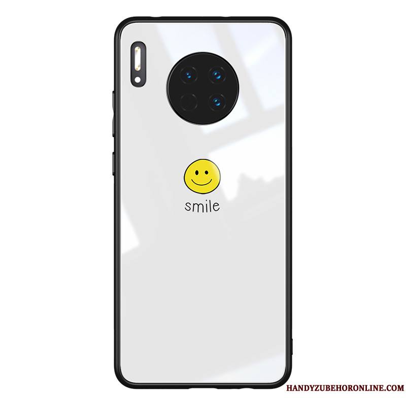 Huawei Mate 30 Coque Blanc Personnalité Très Mince Incassable Créatif Verre Trempé Tout Compris