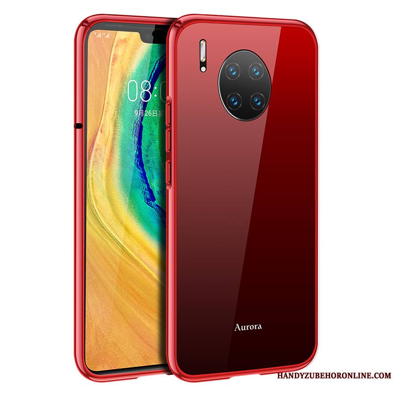 Huawei Mate 30 Coque Rouge Border Marque De Tendance Protection Verre Luxe Étui