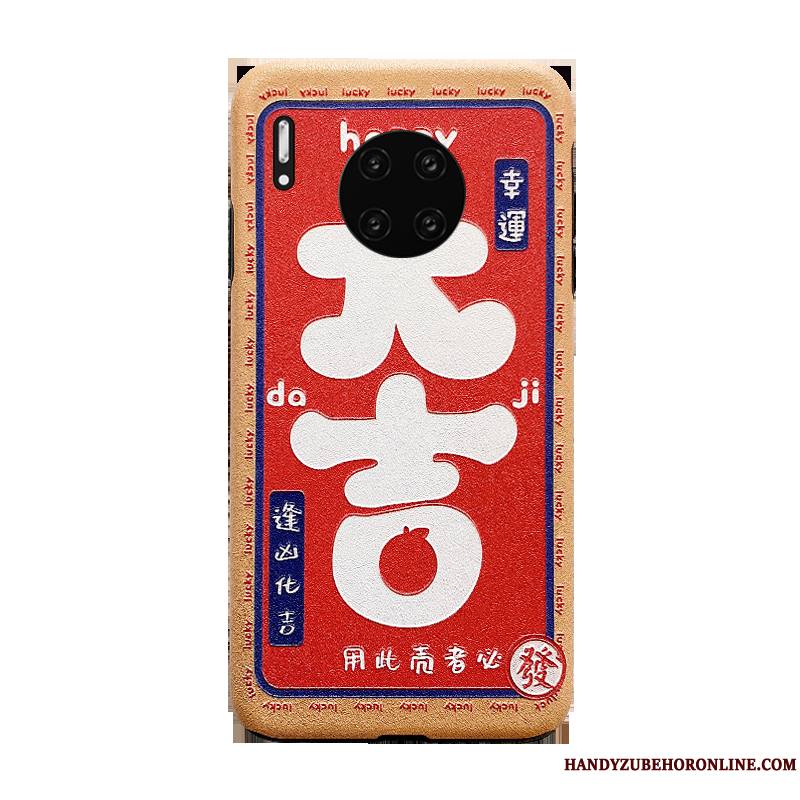 Huawei Mate 30 Créatif Rouge Incassable Silicone Protection Grand Coque De Téléphone