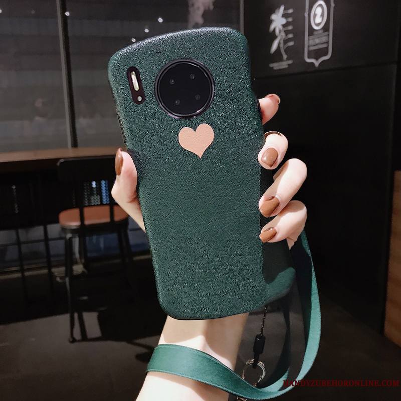 Huawei Mate 30 Ornements Suspendus Frais Petit Amour Gaufrage Vert Coque De Téléphone