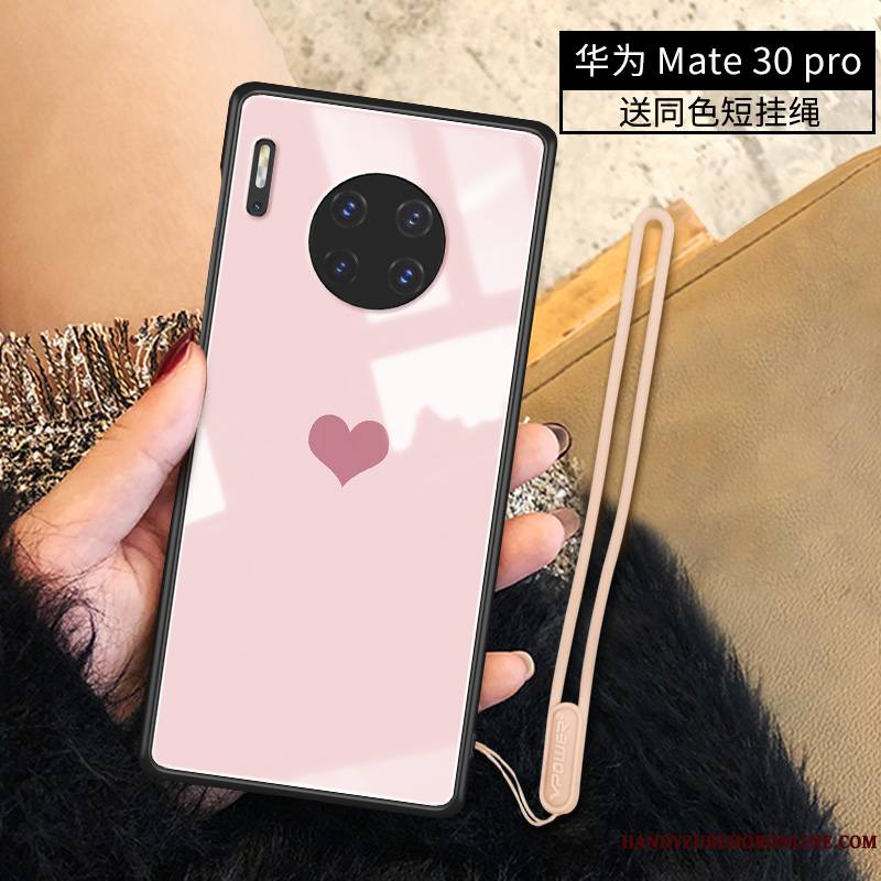 Huawei Mate 30 Pro Coque Très Mince Étui Net Rouge Amour Silicone Simple Tout Compris