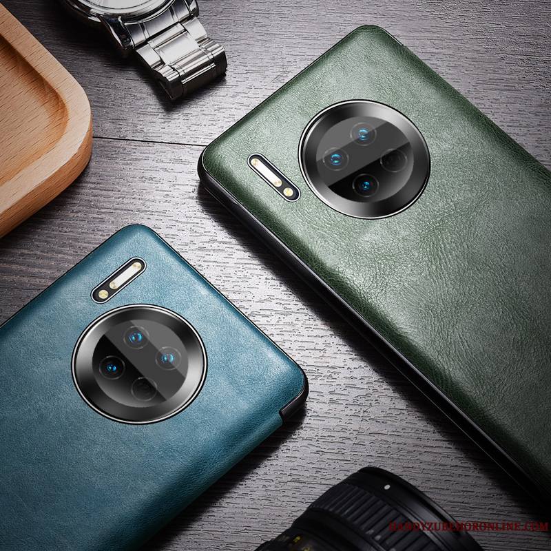 Huawei Mate 30 Pro Cuir Cuir Véritable Coque De Téléphone Étui En Cuir Protection Incassable Nouveau