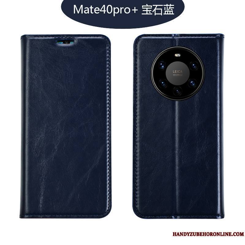 Huawei Mate 40 Pro+ Coque Bleu Marin Étui En Cuir Qualité Fluide Doux Tout Compris Luxe Protection