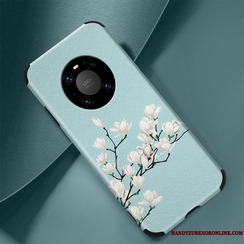 Huawei Mate 40 Pro Coque Nouveau Vintage Modèle Fleurie Soie Mulberry Incassable Silicone Fluide Doux