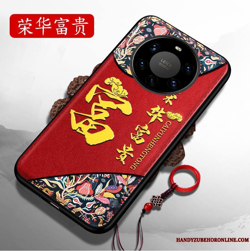 Huawei Mate 40 Pro+ Gaufrage Net Rouge Tout Compris Coque De Téléphone Silicone Nouveau Fluide Doux