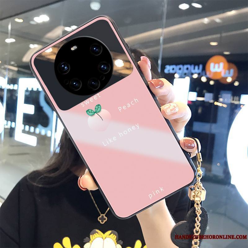 Huawei Mate 40 Pro+ Petit Coque De Téléphone Net Rouge Ornements Suspendus Difficile Étui Miroir