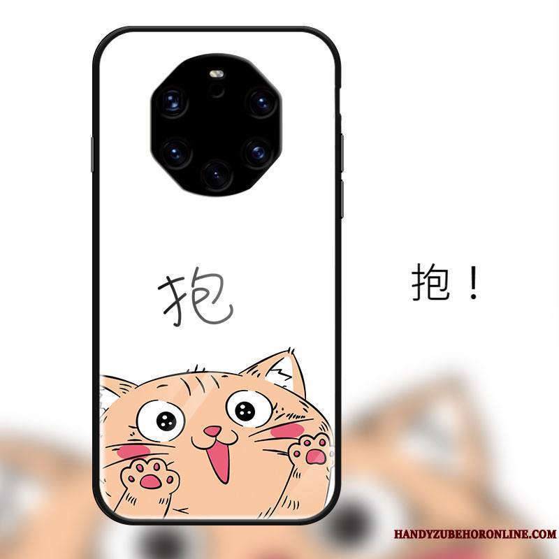 Huawei Mate 40 Rs Coque De Téléphone Charmant Amoureux Verre Étui Chat Miroir