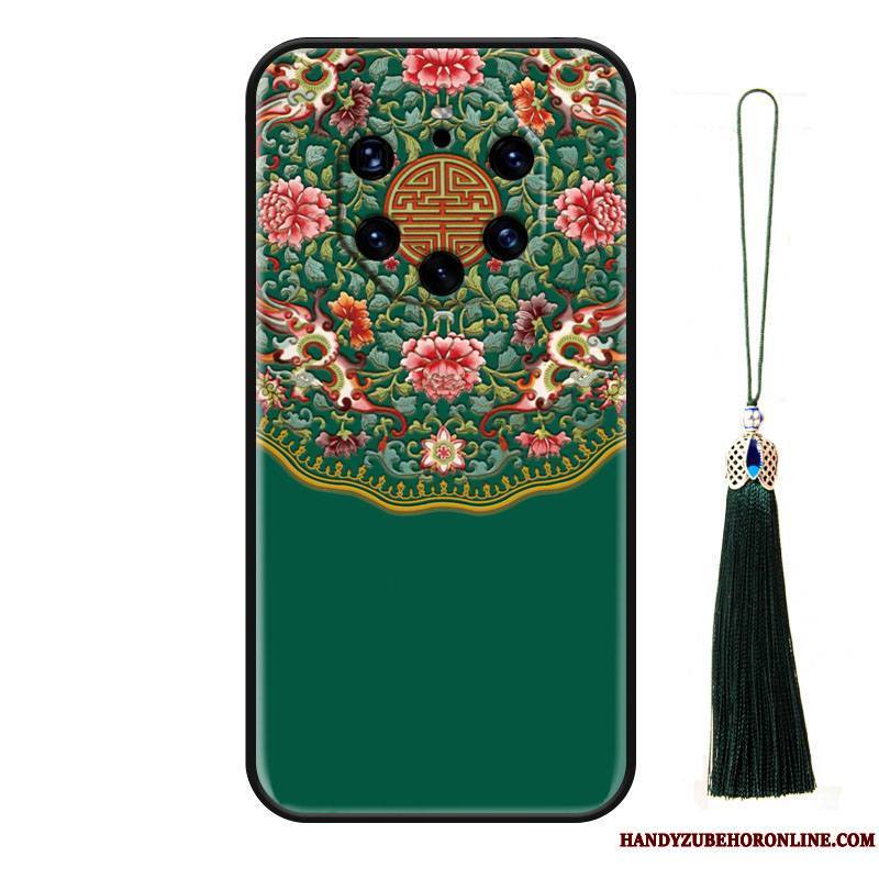 Huawei Mate 40 Rs Coque Vintage Dragon Protection Vent Étui Vert Personnalité