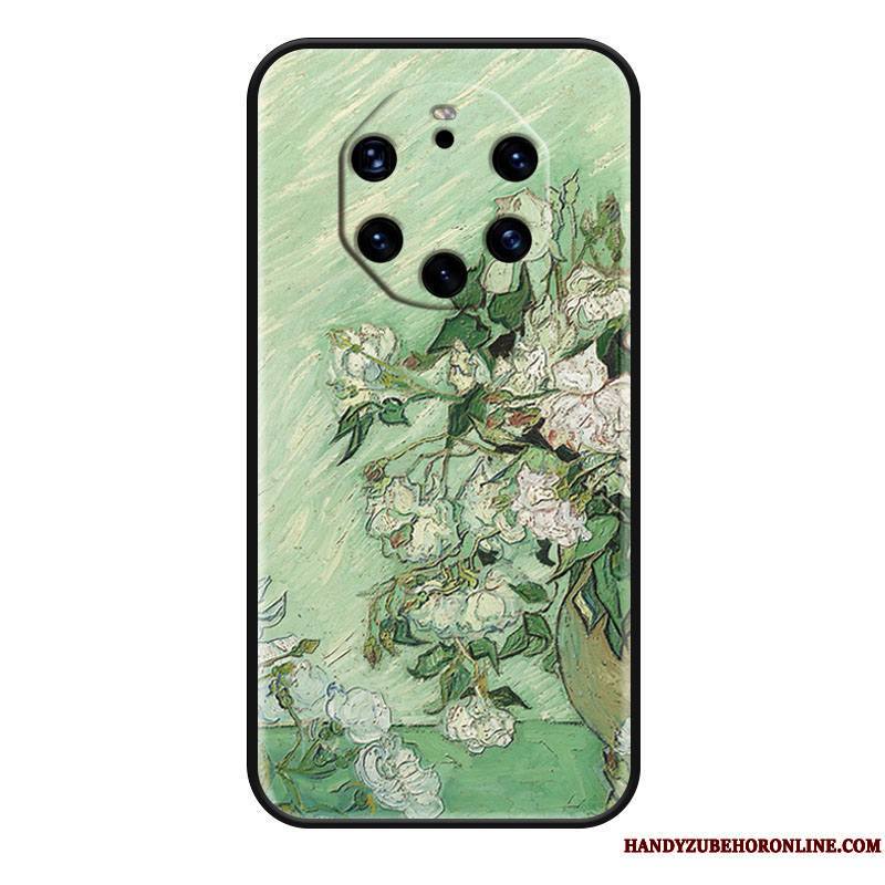 Huawei Mate 40 Rs Fluide Doux Peinture À L'huile Coque De Téléphone Incassable Étui Vert Protection