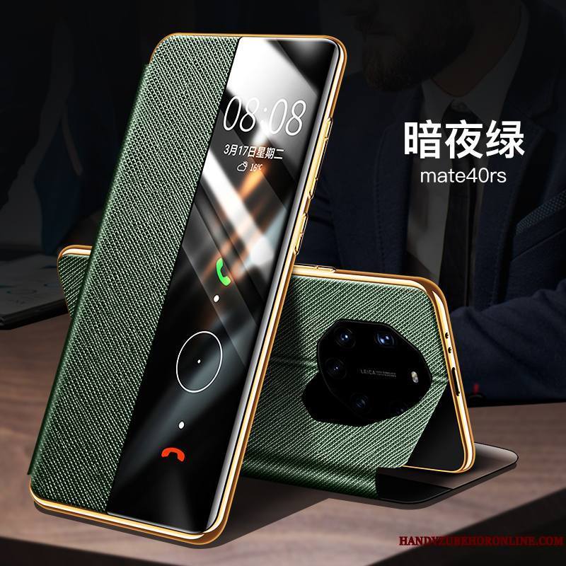 Huawei Mate 40 Rs Incassable Nouveau Clamshell Protection Étui Vert Coque De Téléphone