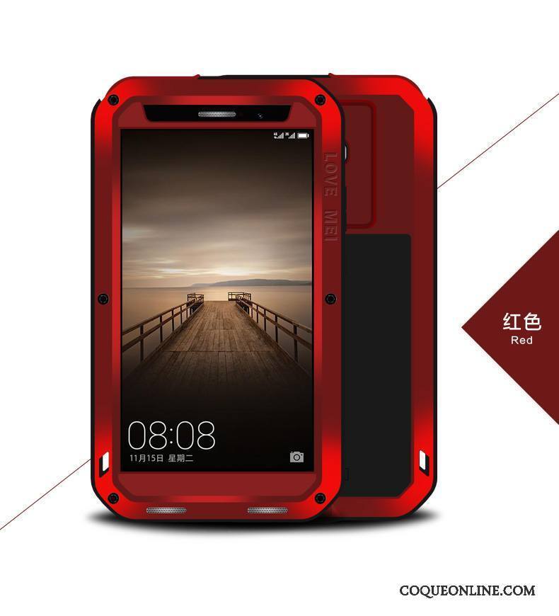 Huawei Mate 8 Protection Incassable Étui Rouge Métal Coque De Téléphone Silicone