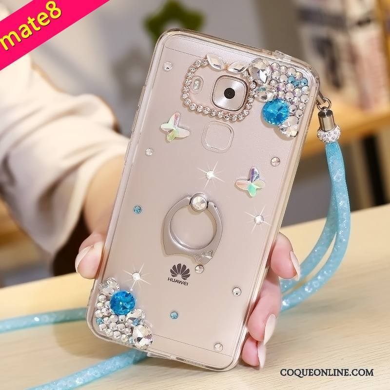 Huawei Mate 8 Silicone Protection Bleu Coque De Téléphone Anneau Fluide Doux Étui