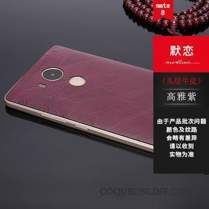 Huawei Mate 8 Violet Cuir Véritable Protection Coque De Téléphone Étui Métal Très Mince
