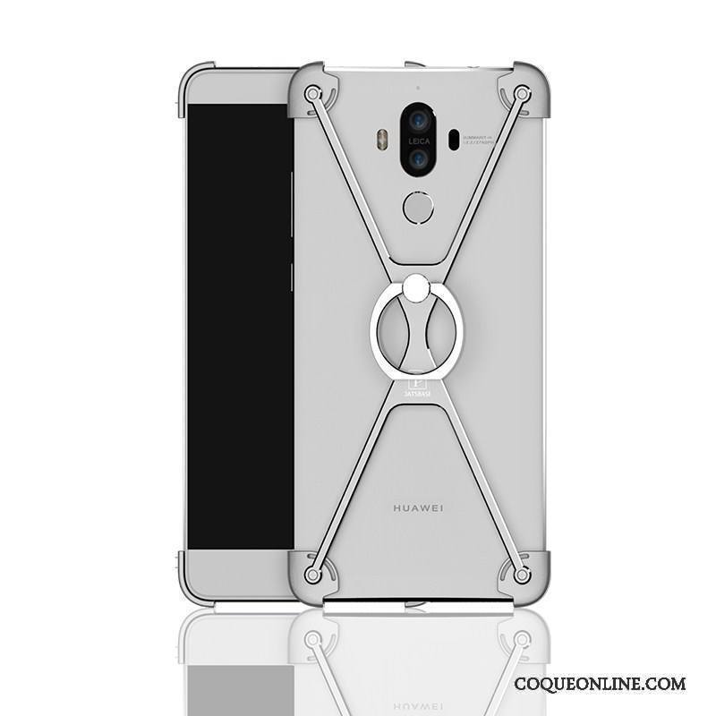 Huawei Mate 9 Border Métal Incassable Coque De Téléphone Anneau Gris