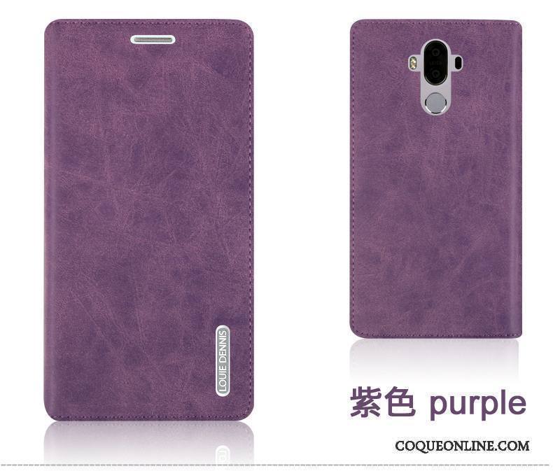 Huawei Mate 9 Clamshell Couvercle Arrière Téléphone Portable Coque De Téléphone Violet Étui En Cuir Protection