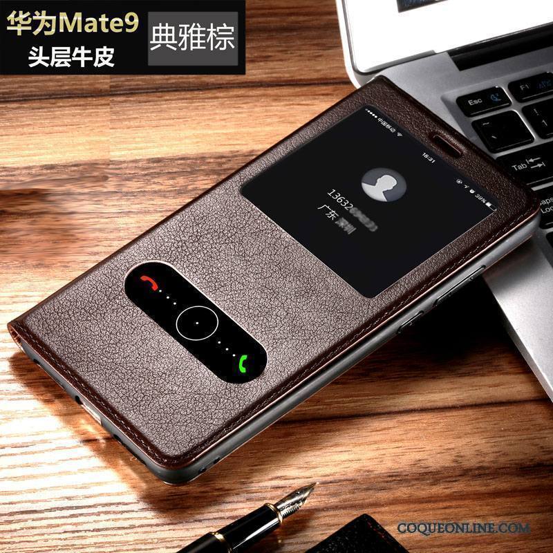 Huawei Mate 9 Coque Business Étui En Cuir Tout Compris Cuir Véritable Incassable Clamshell Protection