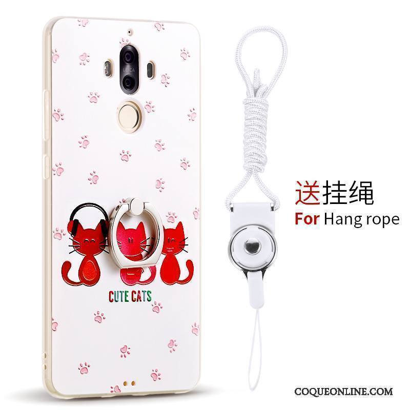 Huawei Mate 9 Coque Silicone Tout Compris Protection Ornements Suspendus Étui Incassable Rouge