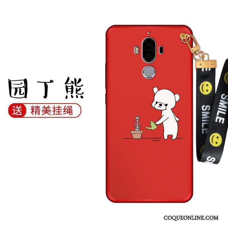 Huawei Mate 9 Coque Étui Ornements Suspendus Dessin Animé Créatif Téléphone Portable Silicone Rouge