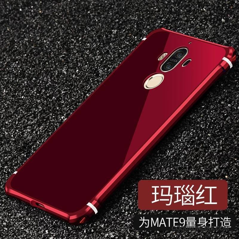 Huawei Mate 9 Coque Étui Rouge De Téléphone Métal Protection