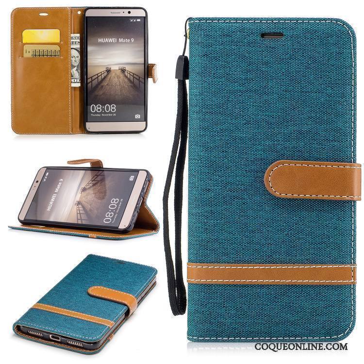 Huawei Mate 9 Housse Bleu Téléphone Portable Étui En Cuir Coque De Téléphone Incassable Protection