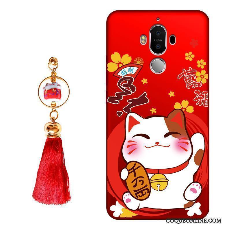 Huawei Mate 9 Incassable Étui Silicone Rouge Coque De Téléphone Chat Richesse