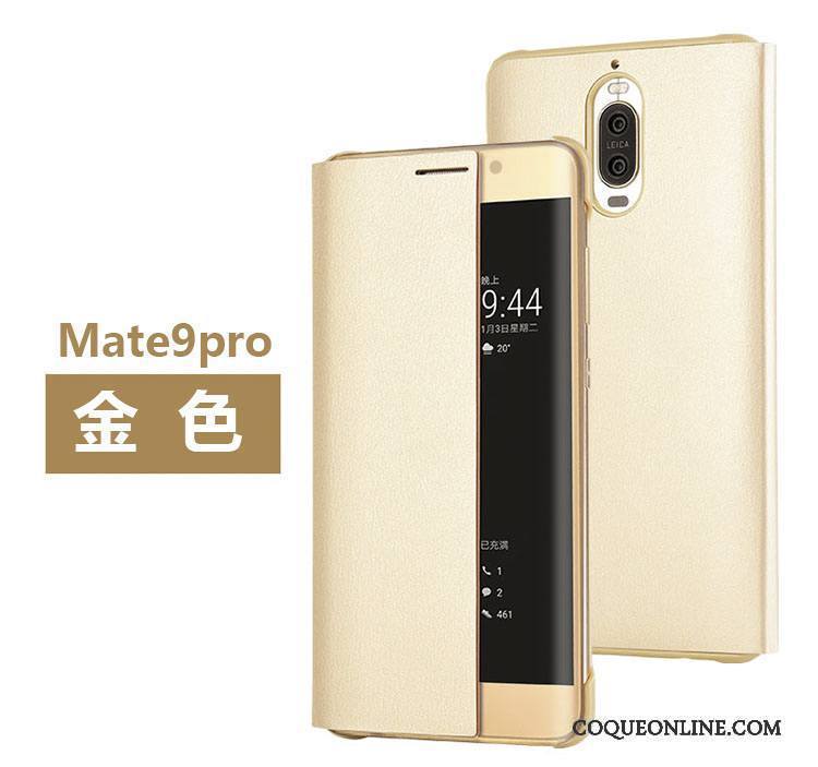 Huawei Mate 9 Pro Clamshell Étui En Cuir Coque De Téléphone Or